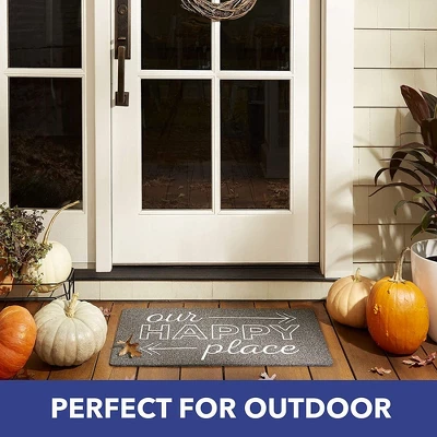 J&V TEXTILES "Our Happy Place" Outdoor Rubber Doormat 18" X 30" 2 J&V TEXTILES "Our Happy Place" Outdoor Rubber Doormat 18" X 30" - Image 2