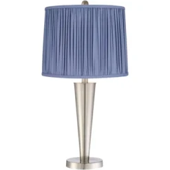 360 Lighting Geoff Modern Table Lamps Set Of 2 26" High Brushed Nickel With USB Charging Port Blue Shirred Shade For Bedroom Living Room House Desk -Home Decor Shop GUEST 7a660058 4126 466f 988a 4cd7cd8064e9