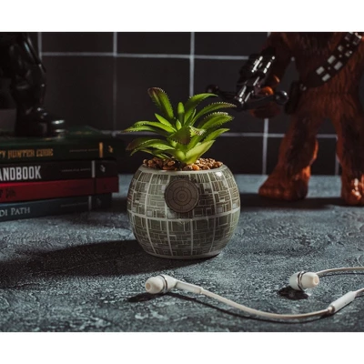 Silver Buffalo Star Wars Death Star 3-Inch Ceramic Mini Planter With Artificial Succulent 4 Silver Buffalo Star Wars Death Star 3-Inch Ceramic Mini Planter With Artificial Succulent - Image 4