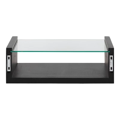 18" X 6" Holt Wood/Glass Decorative Wall Shelf Black - Kate & Laurel All Things Decor 4 18" X 6" Holt Wood/Glass Decorative Wall Shelf Black - Kate & Laurel All Things Decor - Image 4