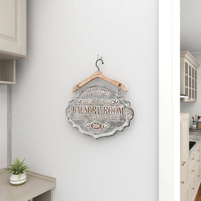 Metal Sign Laundry Room Wall Decor Gray - Olivia & May 14 Metal Sign Laundry Room Wall Decor Gray - Olivia & May - Image 14