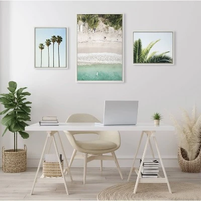 (Set Of 3) 33" X 23" Sylvie Four Palm Trees Tropical Beach Tropical Palm Framed Canvas Set - Kate & Laurel All Things Decor 3 (Set Of 3) 33" X 23" Sylvie Four Palm Trees Tropical Beach Tropical Palm Framed Canvas Set - Kate & Laurel All Things Decor - Image 3