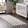 2'8"x8' Rumi High-Low Chevron Tassel Area Rug Beige Runner - NuLOOM
