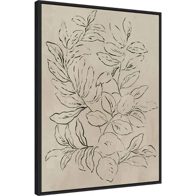 22" X 30" Outlined Leaves I By Asia Jensen Framed Canvas Wall Art Black - Amanti Art 1 22" X 30" Outlined Leaves I By Asia Jensen Framed Canvas Wall Art Black - Amanti Art