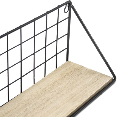 Sorbus Wall Mounted Rustic Wood Shelves (2-Pack, Natural And Black) 4 Sorbus Wall Mounted Rustic Wood Shelves (2-Pack, Natural And Black) - Image 4