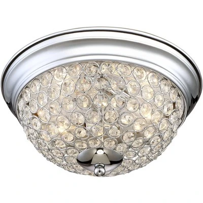 Possini Euro Design Faith Modern Ceiling Light Flush Mount Fixtures 11" Wide Set Of 2 Chrome 2-Light Crystal For Bedroom Kitchen Living Room Hallway 5 Possini Euro Design Faith Modern Ceiling Light Flush Mount Fixtures 11" Wide Set Of 2 Chrome 2-Light Crystal For Bedroom Kitchen Living Room Hallway - Image 5