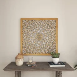 Wood Floral Handmade Intricately Carved Wall Decor With Mandala Design Light Brown - Olivia & May 30 Wood Floral Handmade Intricately Carved Wall Decor With Mandala Design Light Brown - Olivia & May -Home Decor Shop GUEST 816e75ad d0a9 4601 a6f3 5917746c7cb1