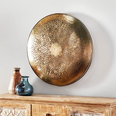 Metal Plate Wall Decor With Moroccan Pattern Gold - Olivia & May 10 Metal Plate Wall Decor With Moroccan Pattern Gold - Olivia & May - Image 10