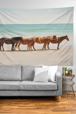 Kevin Russ Summer Beach Horses Tapestry - Society6
