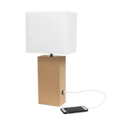 21" Lexington Leather Base Modern Home Decor Bedside Table Lamp With USB Charging Port And Fabric Shade - Lalia Home 24 21" Lexington Leather Base Modern Home Decor Bedside Table Lamp With USB Charging Port And Fabric Shade - Lalia Home -Home Decor Shop GUEST 8417456c cd31 493b add8 ec6c52ea7328
