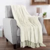 Hastings Home Oversized Chenille Throw Blanket - 70" X 60", Ivory