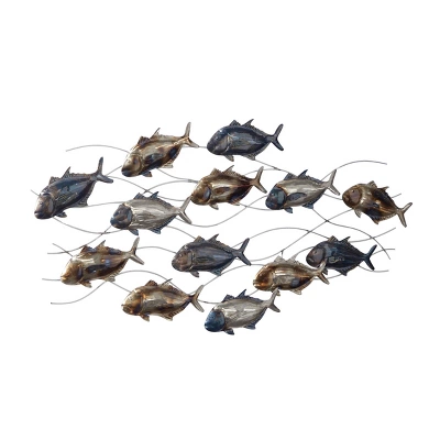 24" X 45" Metal Fish Indoor Outdoor Wall Decor Multi Colored - Olivia & May 3 24" X 45" Metal Fish Indoor Outdoor Wall Decor Multi Colored - Olivia & May - Image 3