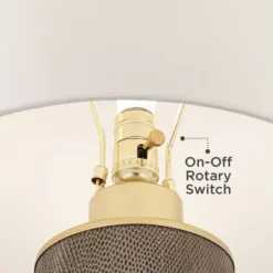 360 Lighting Gilson Modern Table Lamps 24 1/2" High Set Of 2 Gray Glaze Ceramic White Drum Shade For Bedroom Living Room Bedside Nightstand Office -Home Decor Shop GUEST 84fe4c40 0933 4eec 989d 52935f9b0341