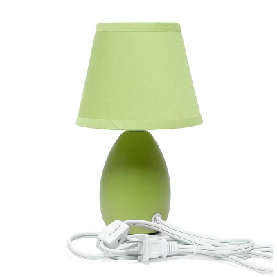 9.45" Petite Ceramic Oblong Bedside Table Desk Lamp With Matching Tapered Drum Shade Green - Creekwood Home 6 9.45" Petite Ceramic Oblong Bedside Table Desk Lamp With Matching Tapered Drum Shade Green - Creekwood Home - Image 6