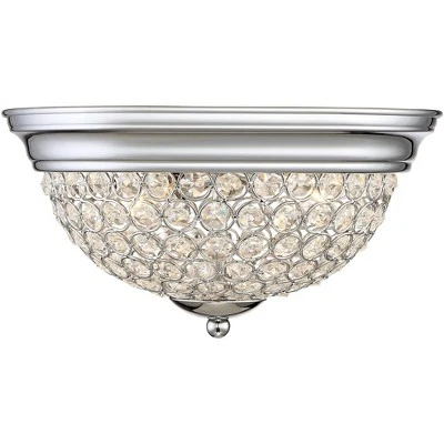 Possini Euro Design Faith Modern Ceiling Light Flush Mount Fixtures 11" Wide Set Of 2 Chrome 2-Light Crystal For Bedroom Kitchen Living Room Hallway 4 Possini Euro Design Faith Modern Ceiling Light Flush Mount Fixtures 11" Wide Set Of 2 Chrome 2-Light Crystal For Bedroom Kitchen Living Room Hallway - Image 4