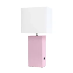 21" Lexington Leather Base Modern Home Decor Bedside Table Lamp With USB Charging Port And Fabric Shade - Lalia Home 32 21" Lexington Leather Base Modern Home Decor Bedside Table Lamp With USB Charging Port And Fabric Shade - Lalia Home -Home Decor Shop GUEST 861a3304 dcaa 4fbd 9ea6 8c0cdc80cb69