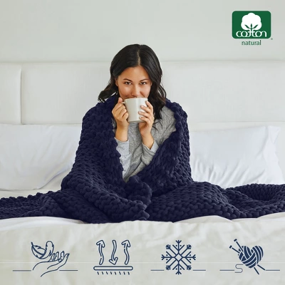 Handmade Chunky-Knit Weighted Blanket, 100% Cotton No Fillers, All-Season Soft & Calming By California Design Den 1 Handmade Chunky-Knit Weighted Blanket, 100% Cotton No Fillers, All-Season Soft & Calming By California Design Den