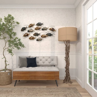 24" X 45" Metal Fish Indoor Outdoor Wall Decor Multi Colored - Olivia & May 9 24" X 45" Metal Fish Indoor Outdoor Wall Decor Multi Colored - Olivia & May - Image 9