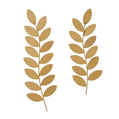 Set Of 2 Metal Leaf Wall Decors Brown - Olivia & May 1 Set Of 2 Metal Leaf Wall Decors Brown - Olivia & May