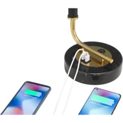 Possini Euro Design Myles Modern Mid Century Desk Lamp 24" High Black Gold With Dual USB Charging Ports Metal Drum Shade For Bedroom Living Room Home 10 Possini Euro Design Myles Modern Mid Century Desk Lamp 24" High Black Gold With Dual USB Charging Ports Metal Drum Shade For Bedroom Living Room Home -Home Decor Shop GUEST 8953a866 d171 4236 b47d fcd9e489e044