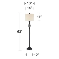 Franklin Iron Works Annie Rustic Floor Lamp Standing 63" Tall Bronze Iron Scroll Cream Hardback Drum Shade For Living Room Bedroom Office House Home -Home Decor Shop GUEST 898882f2 ea44 4734 8312 722864e190aa