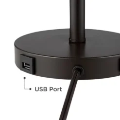 360 Lighting Heyburn Modern Accent Table Lamps 20" High Set Of 2 Bronze With USB And AC Power Outlet In Base Oatmeal Cylinder Shade For Bedroom Desk -Home Decor Shop GUEST 89b13364 2860 494a 9e44 ccb0beeef879