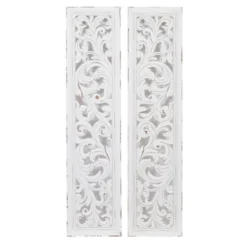 Set Of 2 Wood Floral Intricately Carved Scroll Wall Decors White - Olivia & May -Home Decor Shop GUEST 89b45881 5b02 4630 b680 653f5b4ae42a