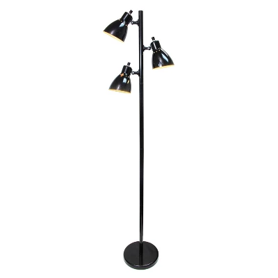64" Traditional 3 Light Metal Floor Lamp With Adjustable Spotlight Shades Black - Creekwood Home 2 64" Traditional 3 Light Metal Floor Lamp With Adjustable Spotlight Shades Black - Creekwood Home - Image 2