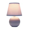 8.66" Petite Ceramic Orb Base Bedside Table Desk Lamp With Matching Tapered Drum Fabric Shade Purple - Creekwood Home