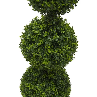 Artificial Boxwood Triple Ball With Pot (UV) (4') - Vickerman 2 Artificial Boxwood Triple Ball With Pot (UV) (4') - Vickerman - Image 2