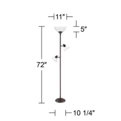 360 Lighting Riley Rustic Farmhouse Torchiere Floor Lamp With Side Lights 72" Tall Painted Bronze Metal Clear Glass Shade For Living Room Reading Home -Home Decor Shop GUEST 8b7d0437 14cb 4af0 a663 838ef08b04a1