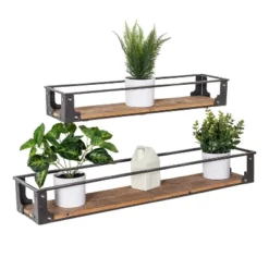 Honey-Can-Do Metal And Wood Wall Shelves