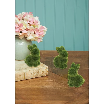 Gallerie II Moss Flocked Easter Bunny Set Of 3 2 Gallerie II Moss Flocked Easter Bunny Set Of 3 - Image 2