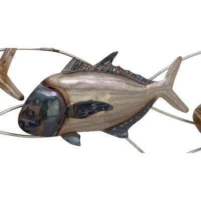 24" X 45" Metal Fish Indoor Outdoor Wall Decor Multi Colored - Olivia & May 2 24" X 45" Metal Fish Indoor Outdoor Wall Decor Multi Colored - Olivia & May - Image 2