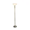 1-Light Classic Torchiere Floor Lamp With Marbleized Glass Shade Antique Brass - Lalia Home