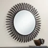 Uttermost Rays Matte Black 32 1/4" Round Sunburst Wall Mirror