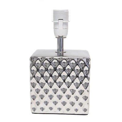 11.81" Tall Petite Hammered Square Bedside Table Desk Lamp With White Fabric Shade Silver - Simple Designs 5 11.81" Tall Petite Hammered Square Bedside Table Desk Lamp With White Fabric Shade Silver - Simple Designs - Image 5