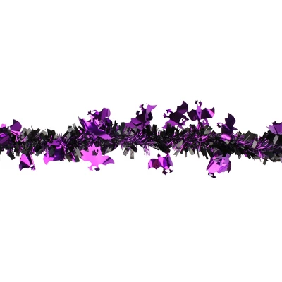 Northlight Black With Purple Bats Halloween Tinsel Garland - 50 Feet, Unlit 1 Northlight Black With Purple Bats Halloween Tinsel Garland - 50 Feet, Unlit