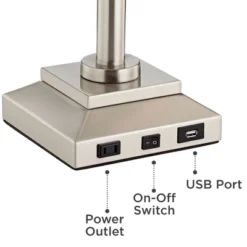 360 Lighting Camber Modern Desk Table Lamp 29" Tall Brushed Steel With USB And AC Power Outlet In Base Swing Arm Linen Shade For Bedroom Living Room 11 360 Lighting Camber Modern Desk Table Lamp 29" Tall Brushed Steel With USB And AC Power Outlet In Base Swing Arm Linen Shade For Bedroom Living Room -Home Decor Shop GUEST 8f59b3c7 660c 49ce 909b ee22c903e5b8