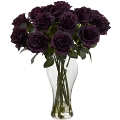 Nearly Natural 18-in Blooming Roses With Vase -Home Decor Shop GUEST 90054288 0c43 4870 9c42 70e8c7afd7ad