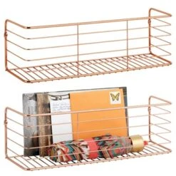 MDesign Wide Metal Wall Mount Storage Organizer Display Shelf - 2 Pack, Black -Home Decor Shop GUEST 90fb29ff 7c87 4aa2 a58c 86ccd29be858