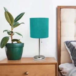 19.5" Bedside USB Port Feature Metal Table Desk Lamp Brushed Steel With Teal Fabric Shade - Creekwood Home 13 19.5" Bedside USB Port Feature Metal Table Desk Lamp Brushed Steel With Teal Fabric Shade - Creekwood Home -Home Decor Shop GUEST 913a4b71 be53 43f7 bf30 d5663df7fc94