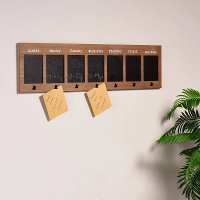 Multi-Functional Wall Memo Board With Chalkboard And Metal Clips Brown - StyleCraft 4 Multi-Functional Wall Memo Board With Chalkboard And Metal Clips Brown - StyleCraft - Image 4