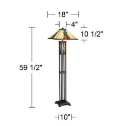 Robert Louis Tiffany Ranier Rustic Mission Floor Lamp 59 1/2" Tall Bronze With LED Nightlight Stained Art Glass Shade For Living Room Bedroom Office -Home Decor Shop GUEST 91b537b7 1199 4fc6 ba0f e764f10d031c