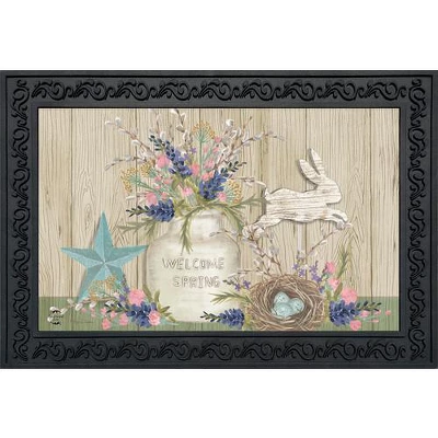 Briarwood Lane Gifts Of Spring Primitive Doormat Floral Mason Jar Indoor Outdoor 30" X 18" 1 Briarwood Lane Gifts Of Spring Primitive Doormat Floral Mason Jar Indoor Outdoor 30" X 18"