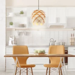 11.75" Simon Pinecone Wood Pendant (Includes Energy Efficient Light Bulb) Brown - JONATHAN Y -Home Decor Shop GUEST 92d4a503 c9ed 4063 8e0d 5a6e0f27f9da