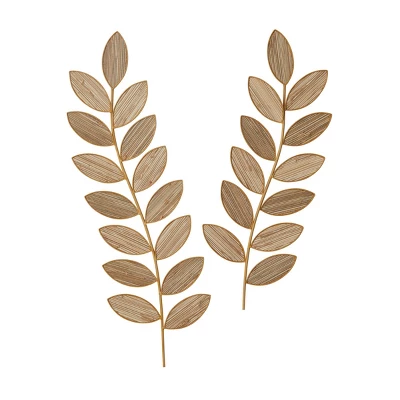 Set Of 2 Metal Leaf Wall Decors Brown - Olivia & May 3 Set Of 2 Metal Leaf Wall Decors Brown - Olivia & May - Image 3