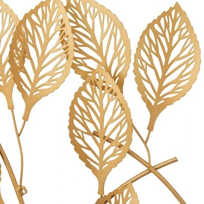 29" X 36" Metal Leaf Wall Decor Gold - Olivia & May 1 29" X 36" Metal Leaf Wall Decor Gold - Olivia & May