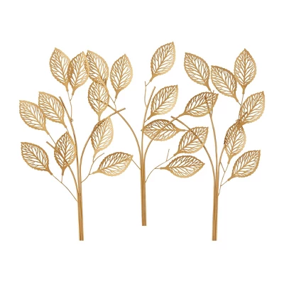 29" X 36" Metal Leaf Wall Decor Gold - Olivia & May 4 29" X 36" Metal Leaf Wall Decor Gold - Olivia & May - Image 4