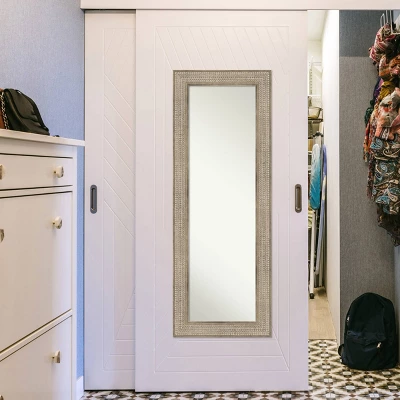 20" X 54" Non-Beveled Trellis Silver Wood On The Door Mirror - Amanti Art 5 20" X 54" Non-Beveled Trellis Silver Wood On The Door Mirror - Amanti Art - Image 5